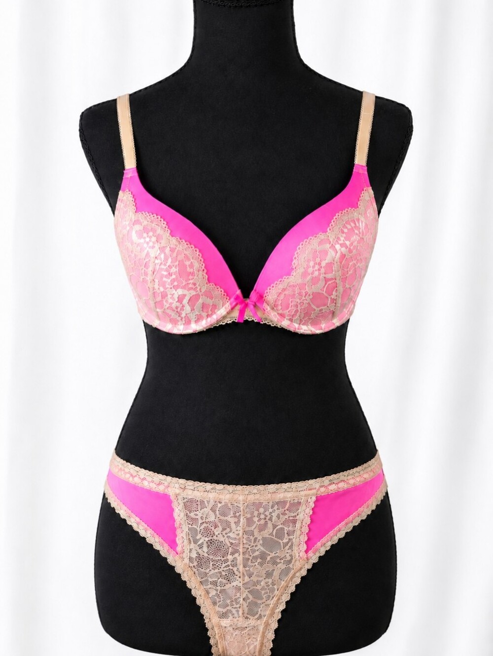 👚 NWT Hers by Herman 36C Pink Nude Floral Lace Underwire Bra Lingerie B3133-2